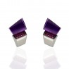 Pendientes AS&AS en plata rodiada con cuarzo amatista y piedras color rubí