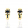 Pendientes oro amarillo 18Ktes con orla de circonitas y zafiro