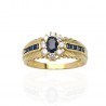 Anillo oro amarillo 18Ktes con circonitas y zafiro natural