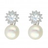 Pendientes plata 1ªLey con orla de circonitas y perla 