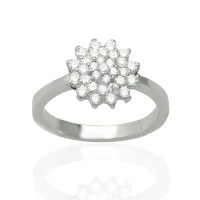 Anillo oro blanco 18Ktes cuajo con circonitas