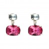Pendientes plata articulados con cristales de Swarovski celeste y rosa