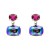 Pendientes plata articulados con cristales de Swarovski rosa y multicolor