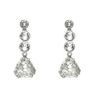 Pendientes articulados riviere plata con Swarovski blanco