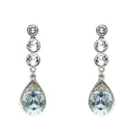 Pendientes articulados riviere plata con Swarovski aguamarina y blanco