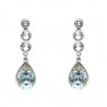 Pendientes articulados riviere plata con Swarovski aguamarina y blanco