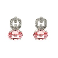 Pendientes "Glamour" plata rodiada con circonitas y Swarovski rosa