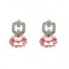 Pendientes "Glamour" plata rodiada con circonitas y Swarovski rosa
