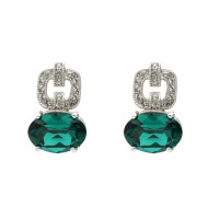 Pendientes "Glamour" plata rodiada con circonitas y Swarovski verde