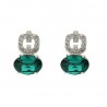Pendientes "Glamour" plata rodiada con circonitas y Swarovski verde