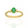Anillo oro amarillo 18K diamantes y esmeralda natural