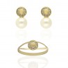 Conjunto Oro amarillo 18Ktes perla y circonitas