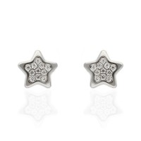 Pendientes oro blanco 18K estrella multipiedra
