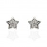 Pendientes oro blanco 18K estrella multipiedra