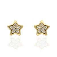 Pendientes oro blanco 18K estrella multipiedra