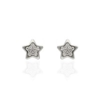 Pendientes de bebé oro blanco 18K estrella multipiedra