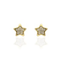 Pendientes de bebé oro 18K estrella multipiedra