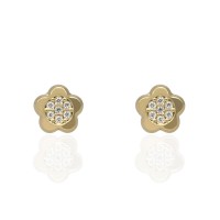 Pendiente flor multipiedra oro amarillo 18Ktes