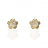 Pendiente flor multipiedra oro amarillo 18Ktes