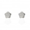 Pendiente flor multipiedra oro blanco 18Ktes