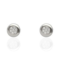 Pendiente circulo multipiedra oro blanco 18Ktes