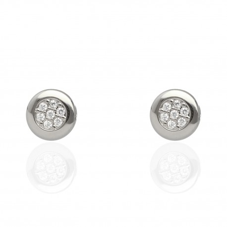 Pendiente circulo multipiedra oro blanco 18Ktes
