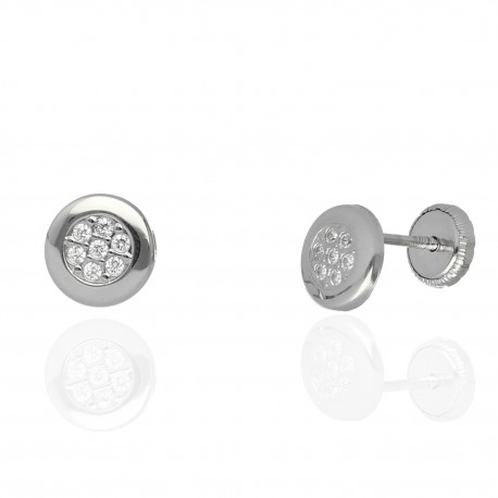 Pendiente circulo multipiedra oro blanco 18Ktes