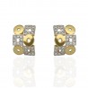 Pendientes bicolor oro 18Ktes con circonitas