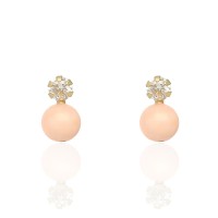 Pendientes bebé oro 18K coral rosa y circonita