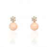 Pendientes bebé oro 18K coral rosa y circonita