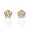 Pendientes Oro 18Ktes flor 8mm circonitas