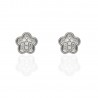 Pendientes bebé Oro blanco 18Ktes flor 6mm circonitas