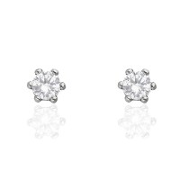 Pendientes oro blanco 18 ktes 7mm con circonita