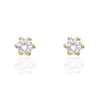 Pendientes oro amarillo 18 ktes 7mm con circonita