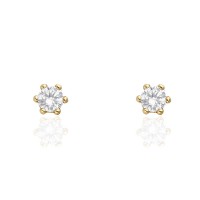 Pendientes oro amarillo 18 ktes 4mm con circonita