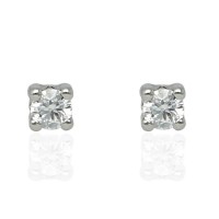 Pendientes bebé oro blanco 18K con patillas y circonita 4mm
