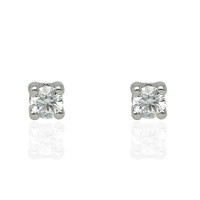Pendientes bebé oro blanco 18K con patillas y circonita 2,5mm