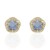 Pendientes flor oro 18K con circonitas y piedra azul