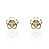 Pendientes bebé oro flor con chatón y circonita