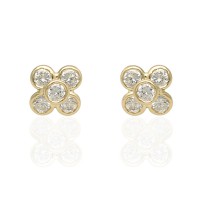 Pendientes bebé oro 18K trébol con circonitas