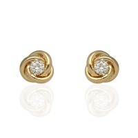 Pendientes nudo oro 18K con circonita