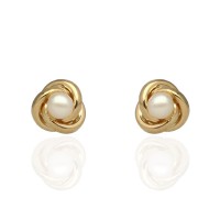 Pendientes nudo oro 18K con perla cultivada
