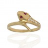 Anillo serpiente oro 18K con rubíes y circonitas