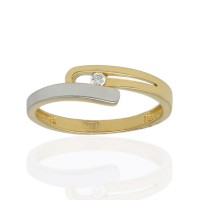 Anillo ¨Wave¨oro amarillo 18K circonita