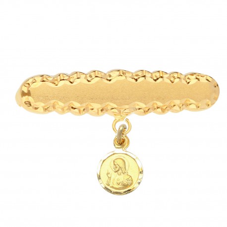 Alfiler de bebé oro 18K ovalado tallado