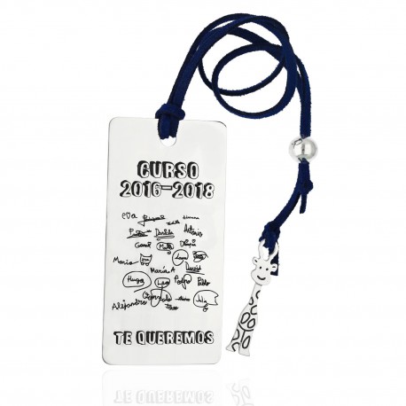 Marcapáginas profe personalizado plata de Ley