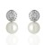 Pendientes Oro Blanco 18K perla y circonitas