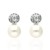 Pendientes Oro Blanco 18K circonitas y perla cultivada 
