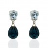 Pendientes plata con cristales de Swarovski gris y azul noche