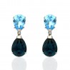 Pendientes plata con cristales de Swarovski aguamarina y azul noche